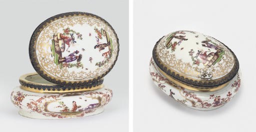 A MEISSEN (KPM) SILVER-GILT MOUNTED SUGAR-BOX AND COVER