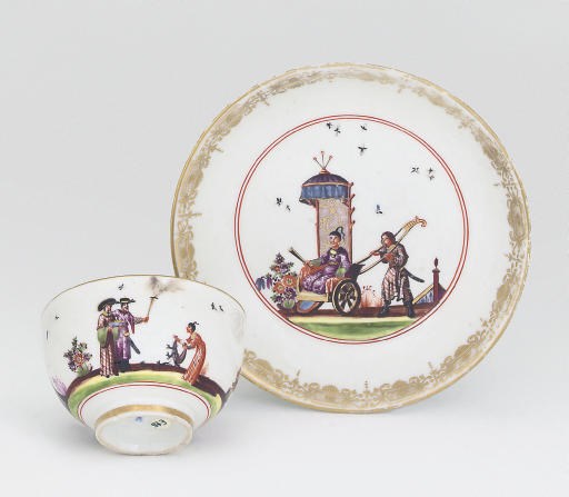 A MEISSEN TEABOWL AND SAUCER