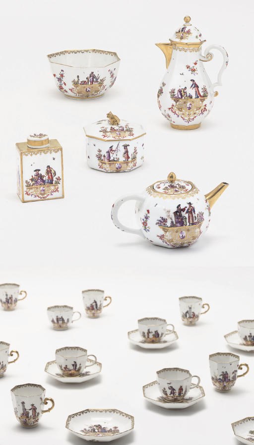 A MEISSEN CHINOISERIE PART TEA AND COFFEE-SERVICE