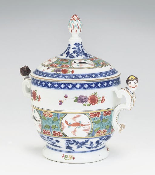 A MEISSEN TWO-HANDLED CRAYFISH-PATTERN TUREEN AND COVER