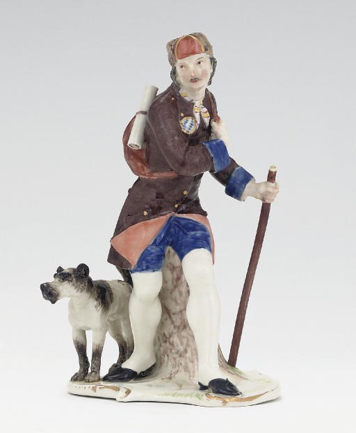 A NYMPHENBURG FIGURE OF A COUNTRY MESSENGER (LANDBOTE)