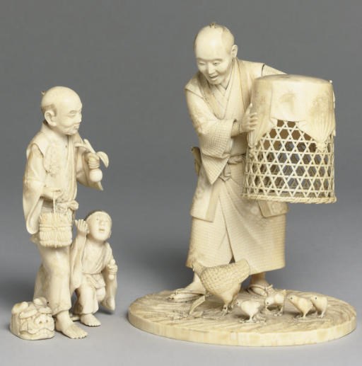 Two Japanese ivory okimono, 19th century