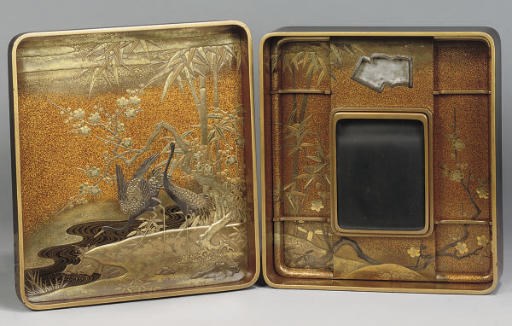 A Japanese lacquer suzuribako (writing box), 19th century