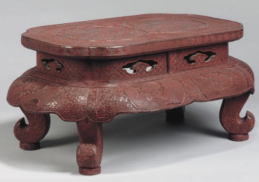 A Chinese cinnabar lacquer stand, 19th Century