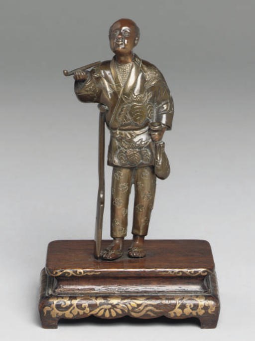 A Japanese bronze figure, signed Miyao, late 19th Century