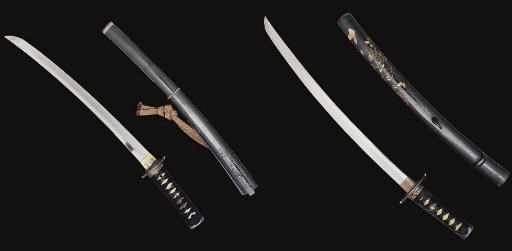 Two Japanese wakizashi, 17th and 19th Century