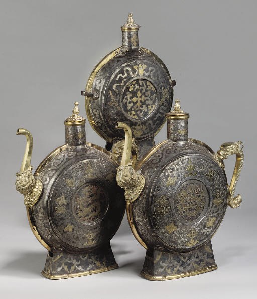 Three Tibetan metalwork vesseles, 20th century