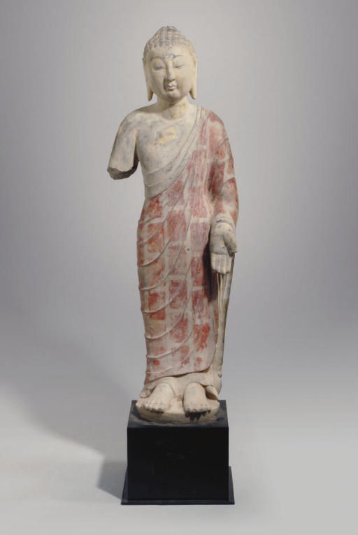 A large Chinese stone sculpture of Buddha, late 20th century