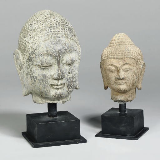 A Chinese stone head of Buddha, late 20th century