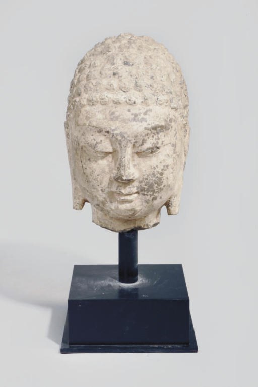 A large Chinese stone head of Buddha, late 20th century