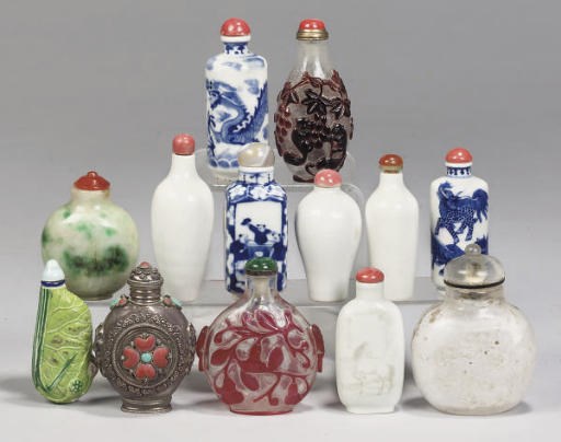 Thirteen Chinese snuff bottles, 19th and 20th Century