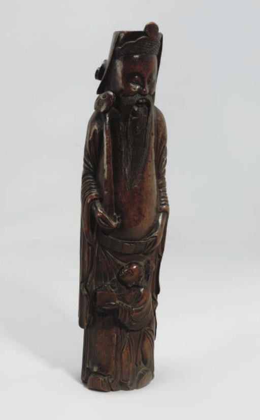 A Chinese bamboo figural carving, 19th Century
