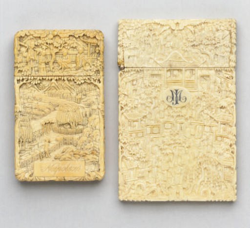 Two Cantonese ivory card-cases, 19th Century