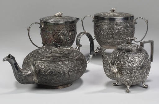 A small group of repousse silver, 19th Century