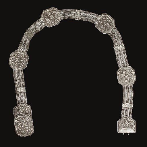 A Straits Chinese silver belt, 19th Century