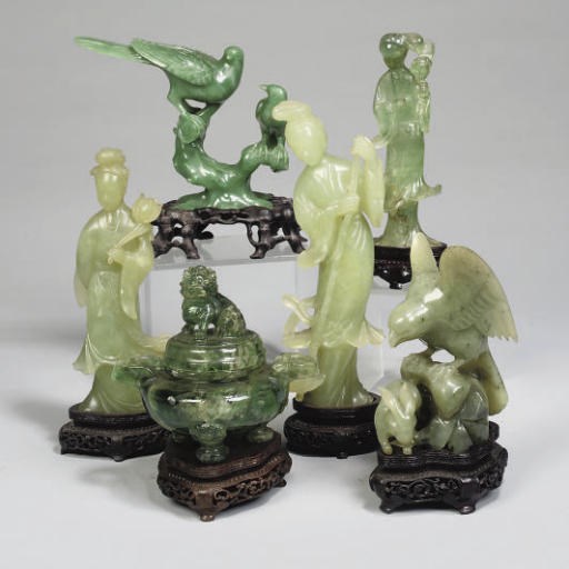 Six Chinese hardstone carvings, 20th century