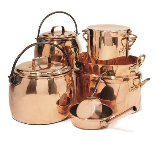 A collection of copper utensils