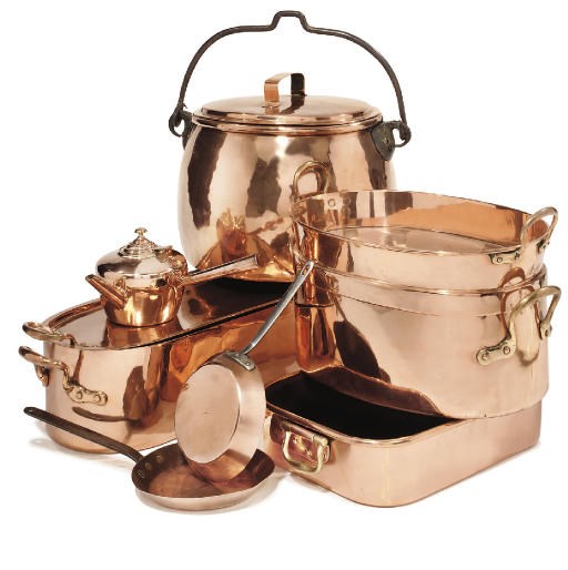 A Victorian composite copper batterie de cuisine