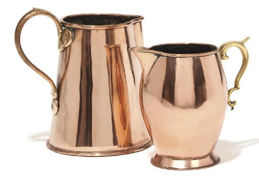 A Regency copper ale jug