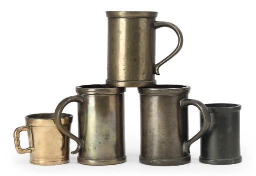 A COLLECTION OF FIVE ENGLISH BRONZE MEASURES