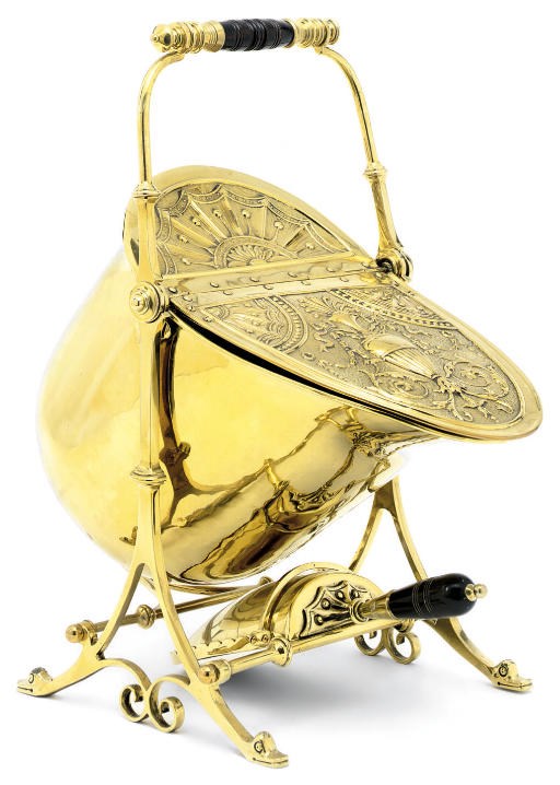 A VICTORIAN BRASS COAL SCUTTLE