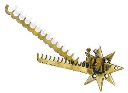 AN ENGLISH BRASS TELESCOPIC HEARTH BRUSH