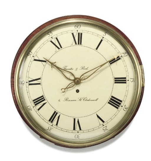 A George III mahogany eight day wooden dial wall clock