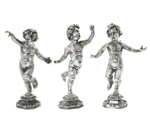 A SET OF THREE ITALIAN METALWARE PUTTI