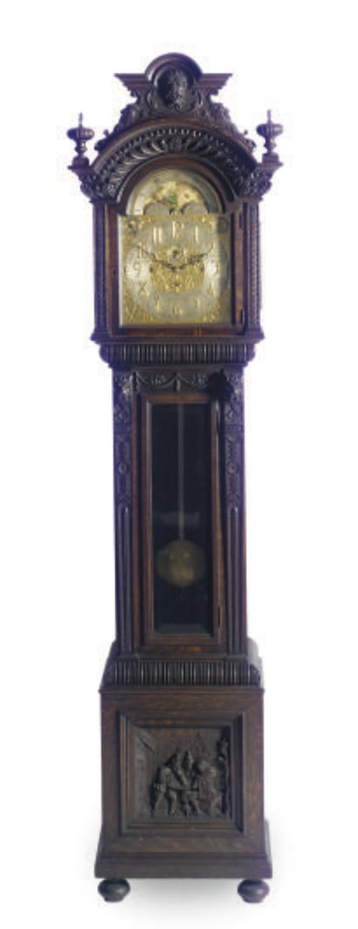 A RENAISSANCE REVIVAL OAK TALL CASE CLOCK,