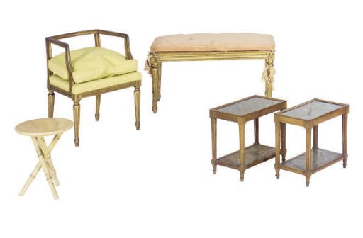 A LOUIX XVI GILTWOOD AND CANED BENCH,