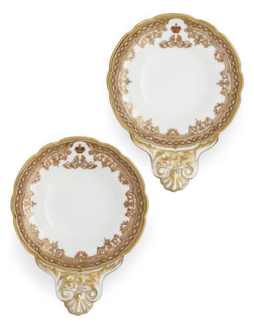 A PAIR OF RUSSIAN PORCELAIN CAVIAR DISHES FROM THE ALEXANDER ALEKSANDROVICH SERVICE