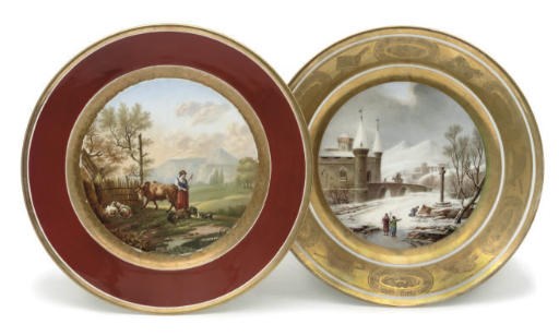 TWO PARIS PORCELAIN CABINET PLATES