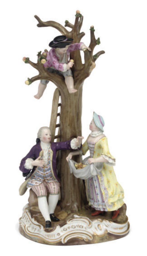 A MEISSEN GROUP OF APPLE-PICKERS