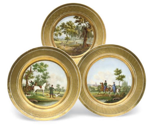 THREE PARIS PORCELAIN CABINET PLATES