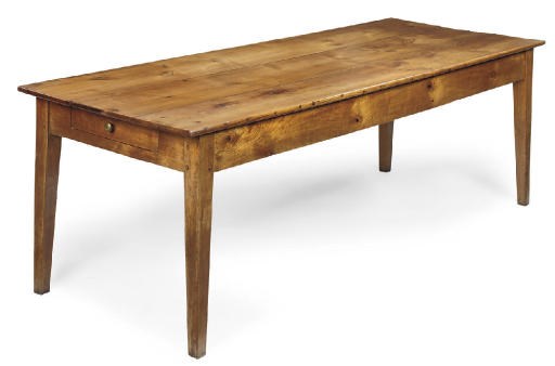 A FRENCH CHERRYWOOD FARMHOUSE TABLE