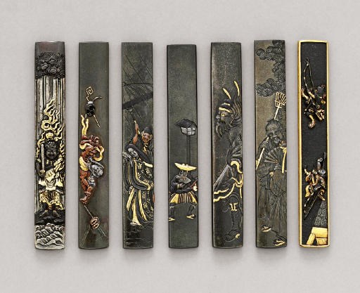 Three Hamano-School Kozuka, a Goto School Kozuka, two Mito School Kozuka and a Haruaki School Kozuka