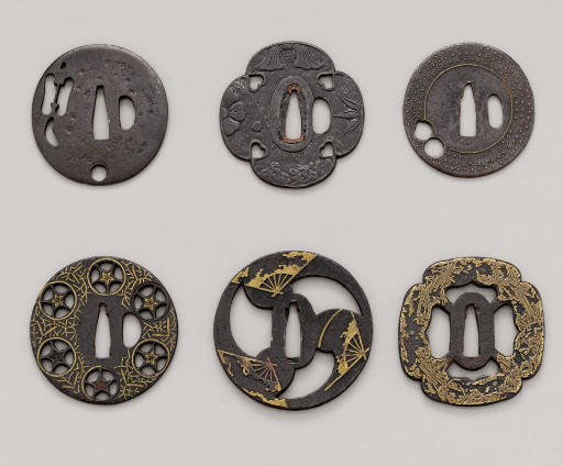 A Group of Early Iron and Brass-Inlaid Tsuba
