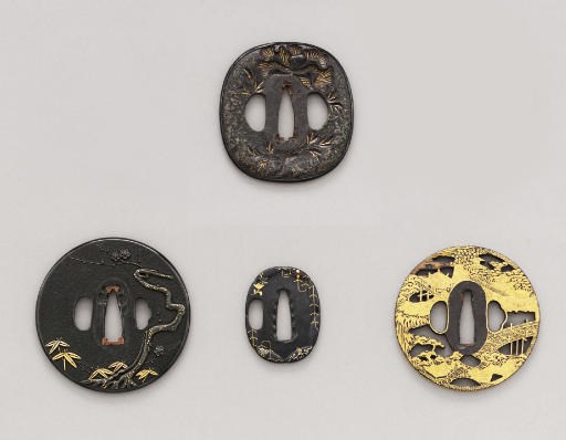 Two Aizu-Shoami School Tsuba, an Awa-Shoami School Tsuba and Tanto Tsuba