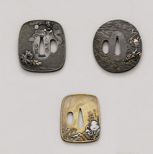 Two Hamano School Tsuba and a Kinko (Mixed-Metal) Tsuba
