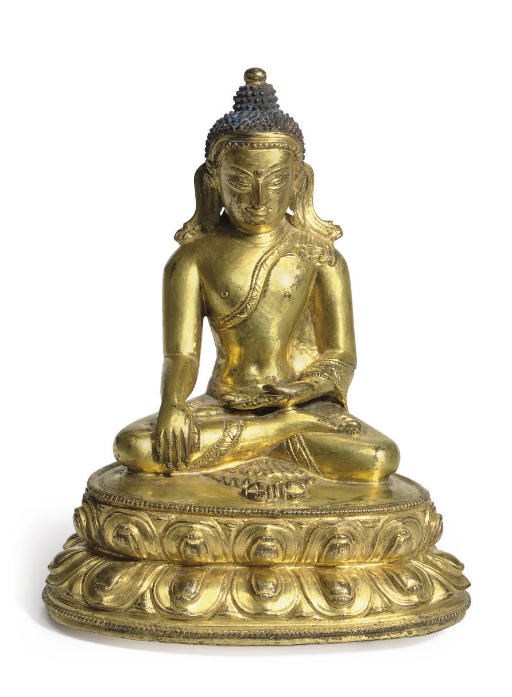 A gilt bronze figure of Akshobya