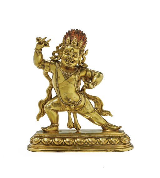 A gilt bronze figure of Vajrapani