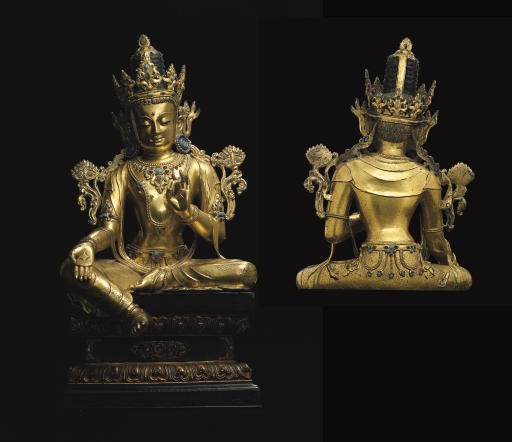 An Imperial gilt bronze figure of Avalokiteshvara