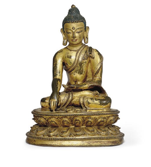 A gilt bronze figure of Akshobya