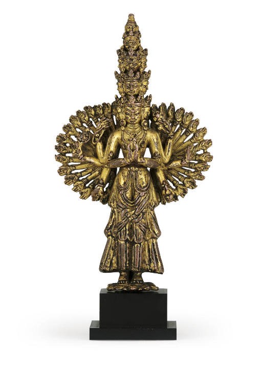 A small gilt bronze figure of Avalokiteshvara