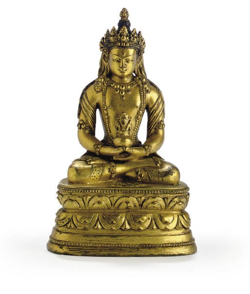 A gilt bronze figure of Amitayus