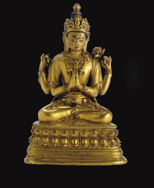 A gilt bronze figure of Shadakshari