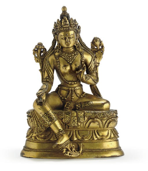 A gilt bronze figure of Tara