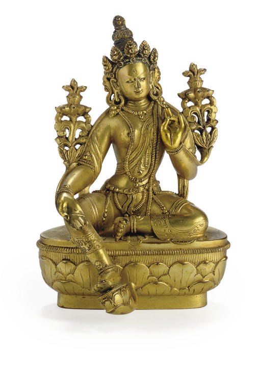 A gilt bronze figure of Tara