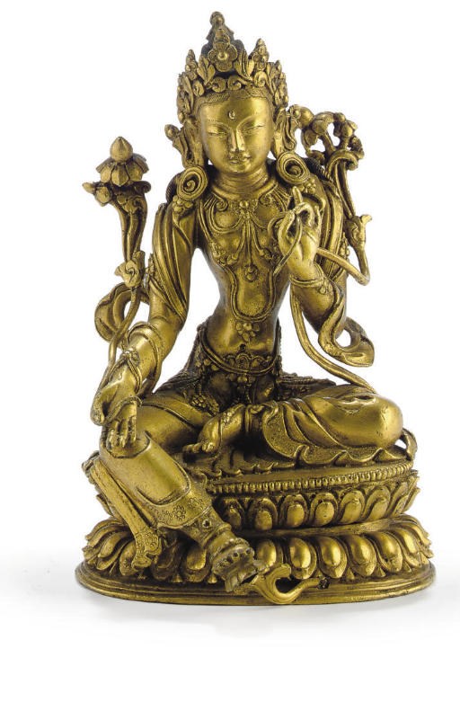 A gilt bronze figure of Tara