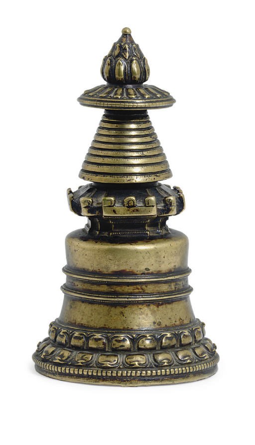 A Gilt Kadampa Bronze Stupa